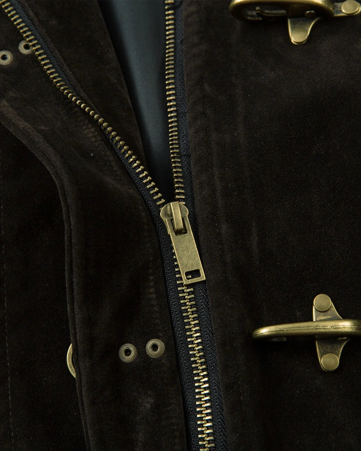 Omygoods Suede Metal Clasp Boxy Jacket