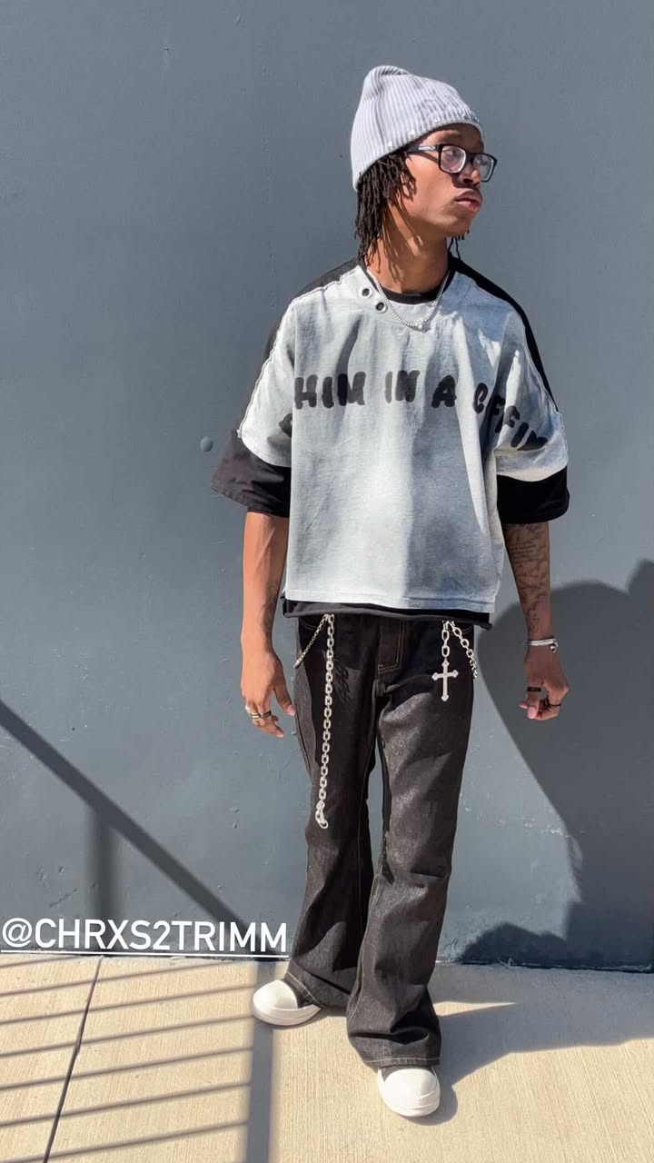 Omygoods Super Raw Flared Baggy Jeans