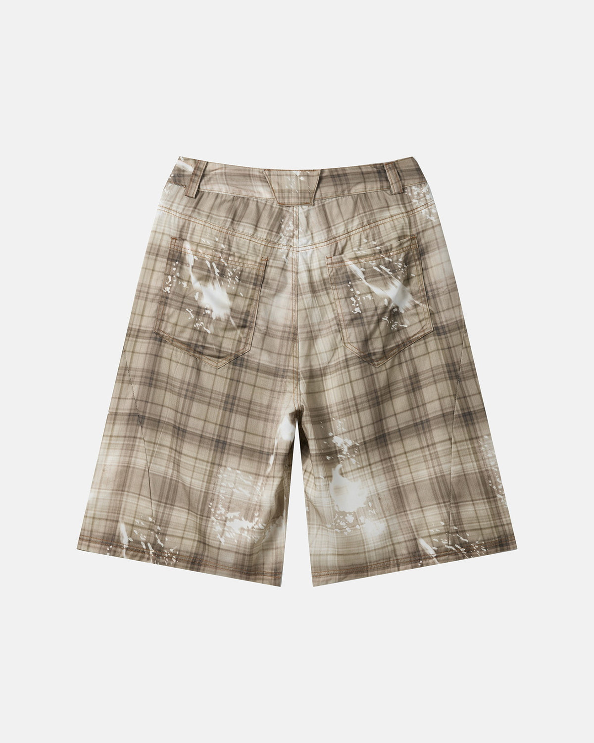 Omygoods Tencel Washed Plaid Print Longline Shorts