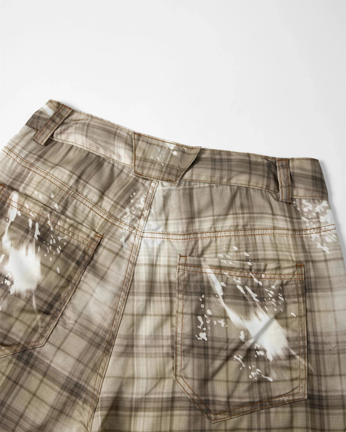 Omygoods Tencel Washed Plaid Print Longline Shorts