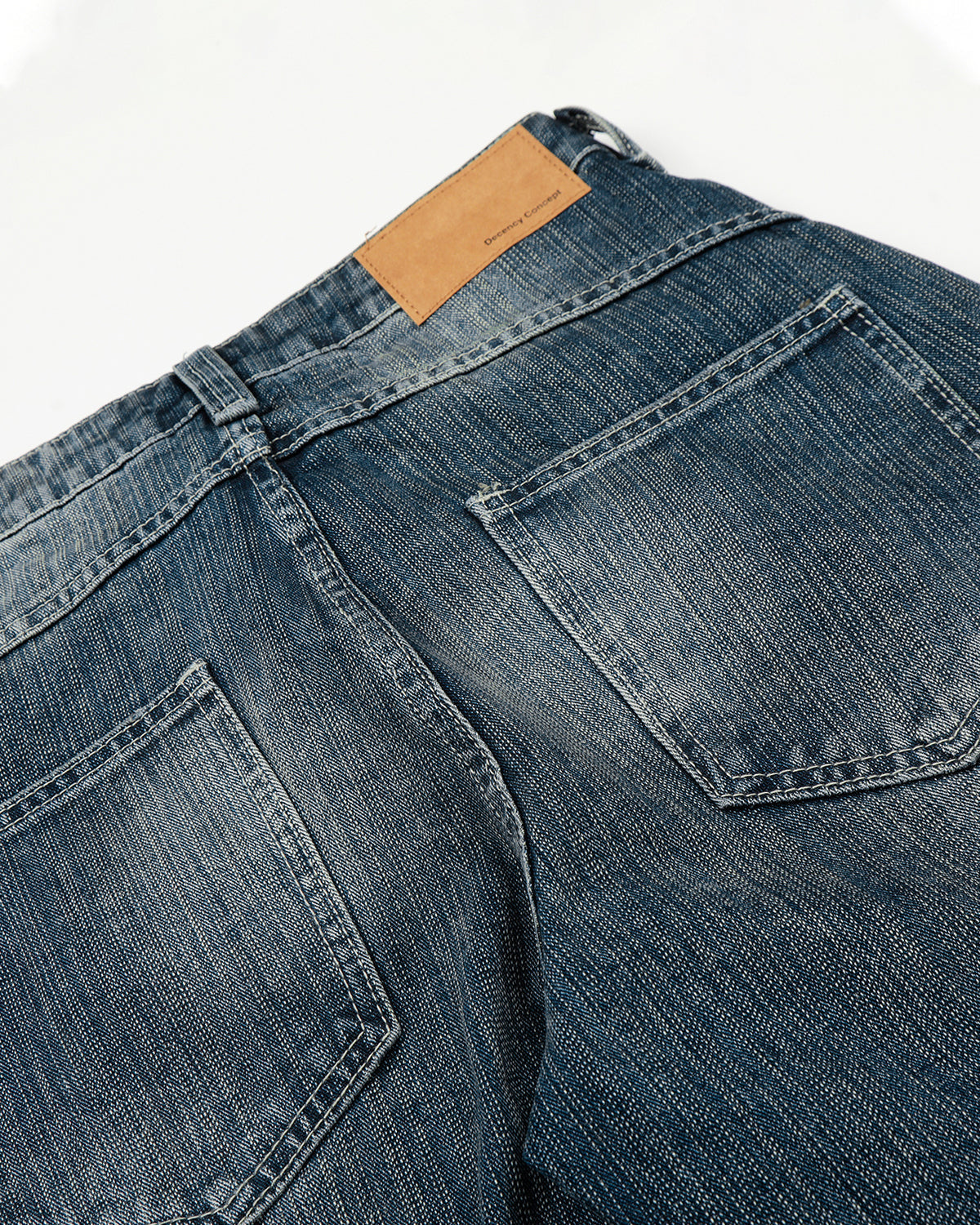 Omygoods Textured Bamboo Weave Denim Jeans