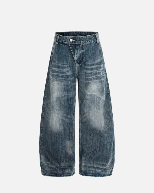 Omygoods Textured Bamboo Weave Denim Jeans