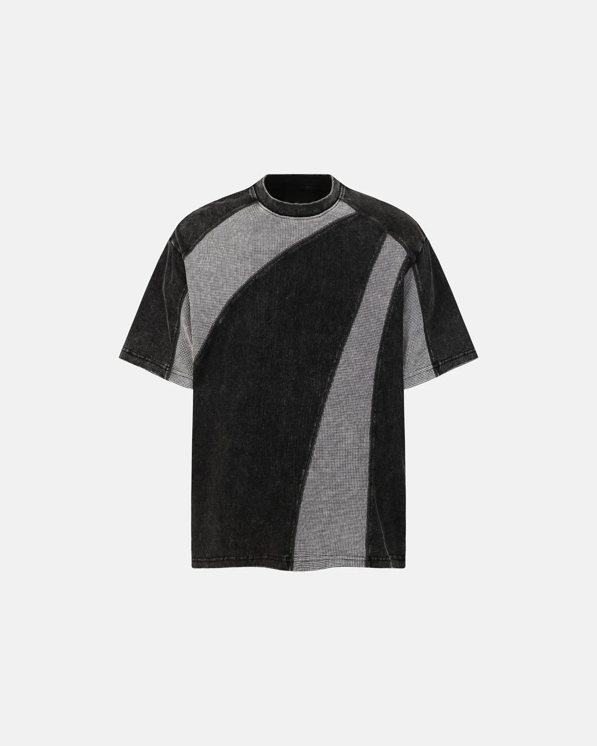 Omygoods Textured Patchwork Washed T-Shirt