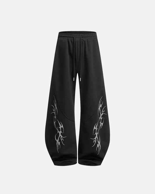 Omygoods Gothic Graphic Barrel Sweatpants