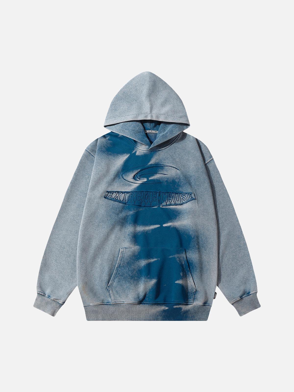 Omygoods Tie-Dye Contrasting Print Pullover Hoodie
