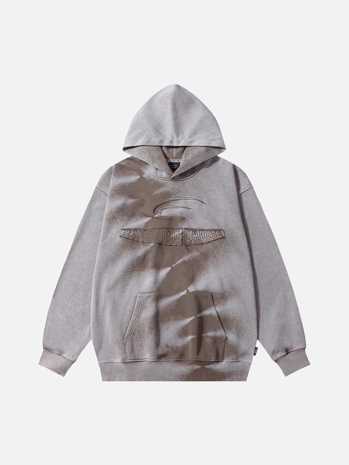Omygoods Tie-Dye Contrasting Print Pullover Hoodie