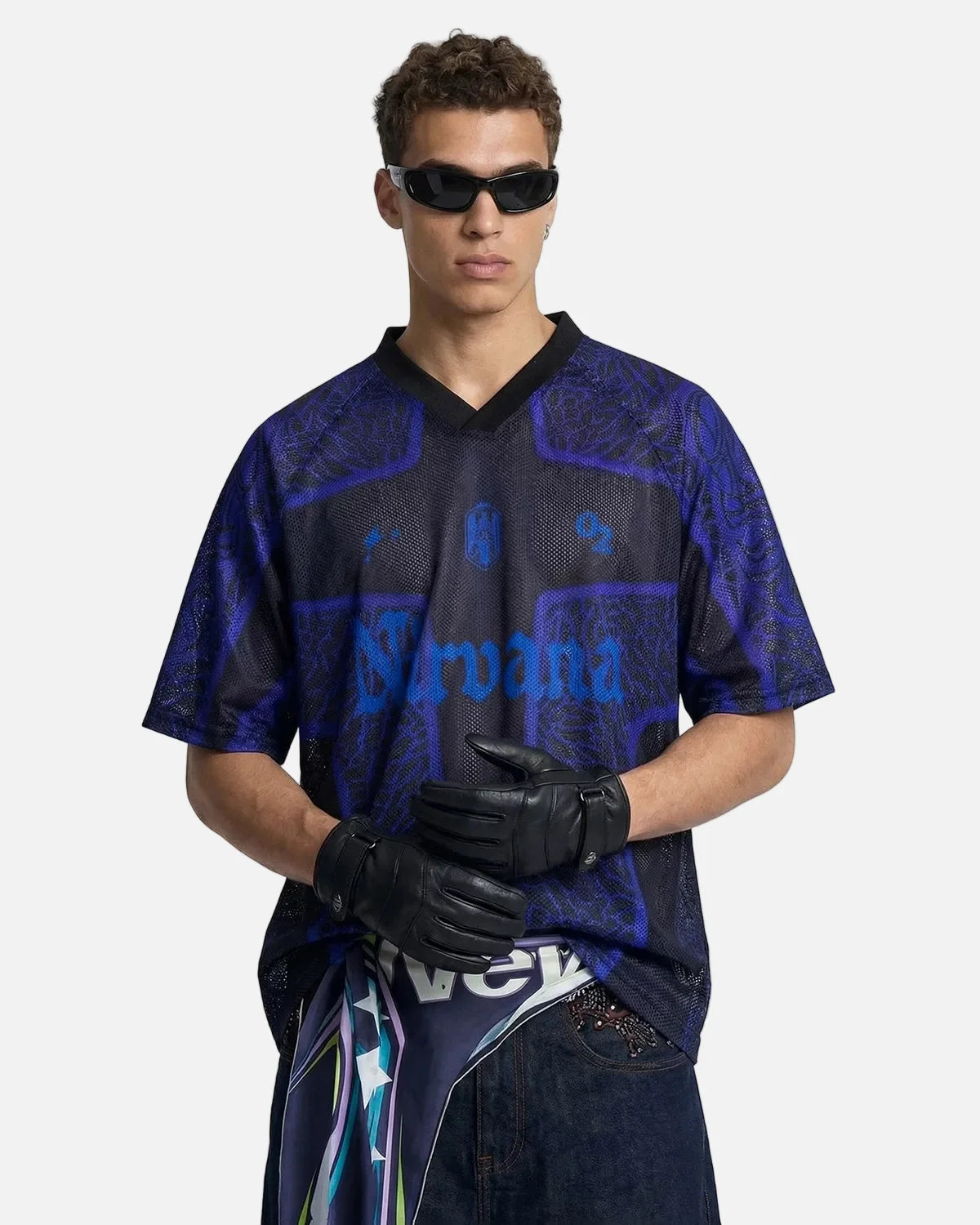 Omygoods Tribal Pattern Mesh Jersey