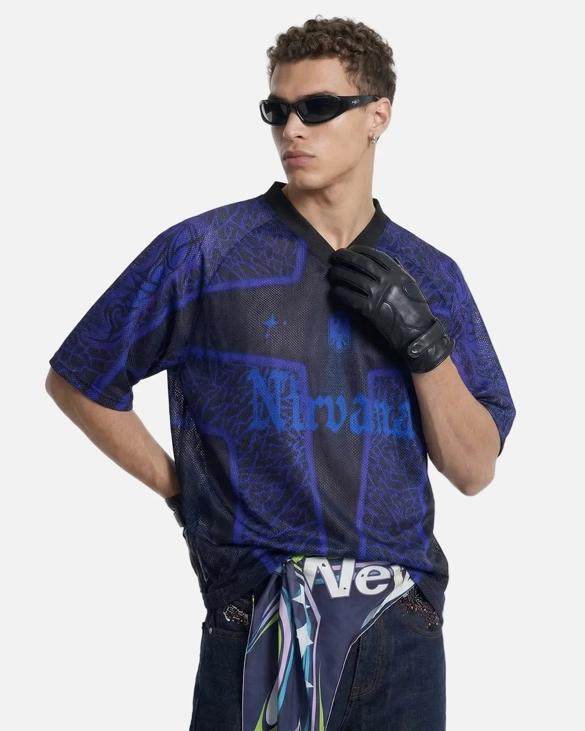 Omygoods Tribal Pattern Mesh Jersey