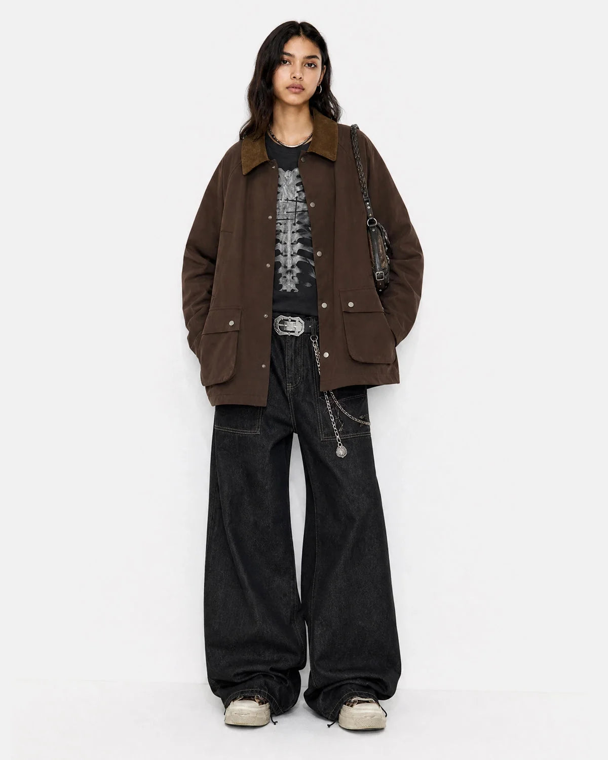 Omygoods Utility Pocket Button Up Jacket