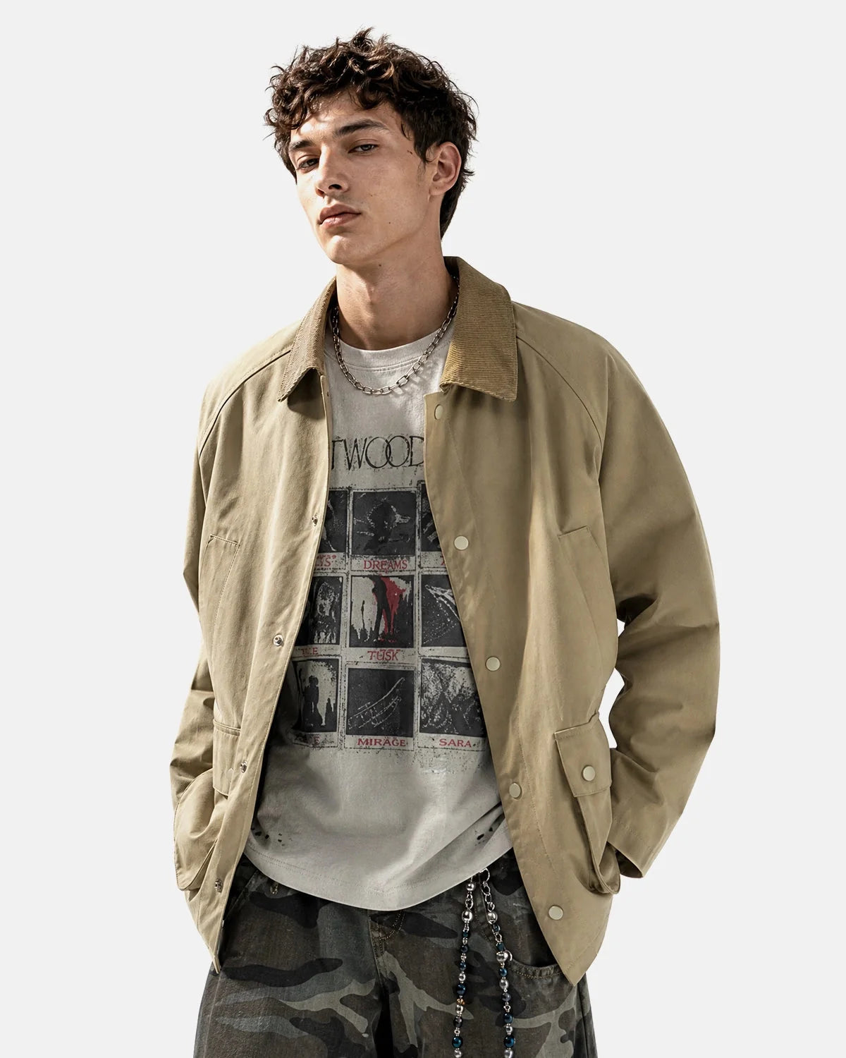 Omygoods Utility Pocket Button Up Jacket