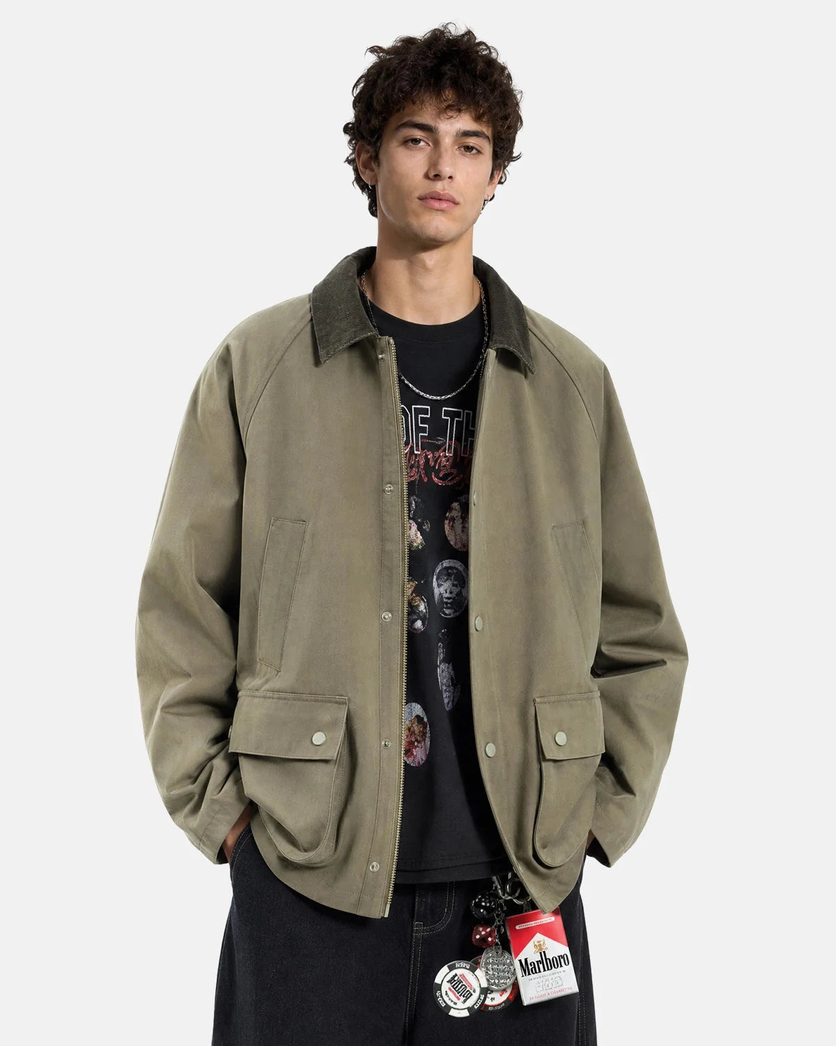 Omygoods Utility Pocket Button Up Jacket