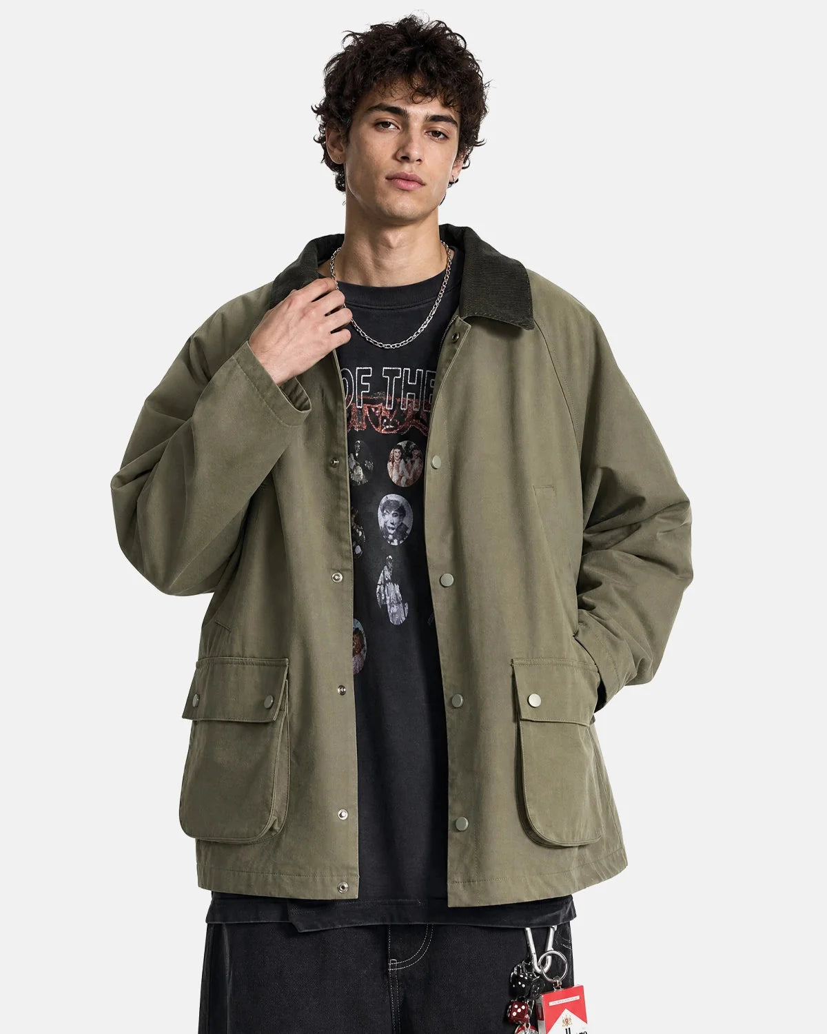 Omygoods Utility Pocket Button Up Jacket