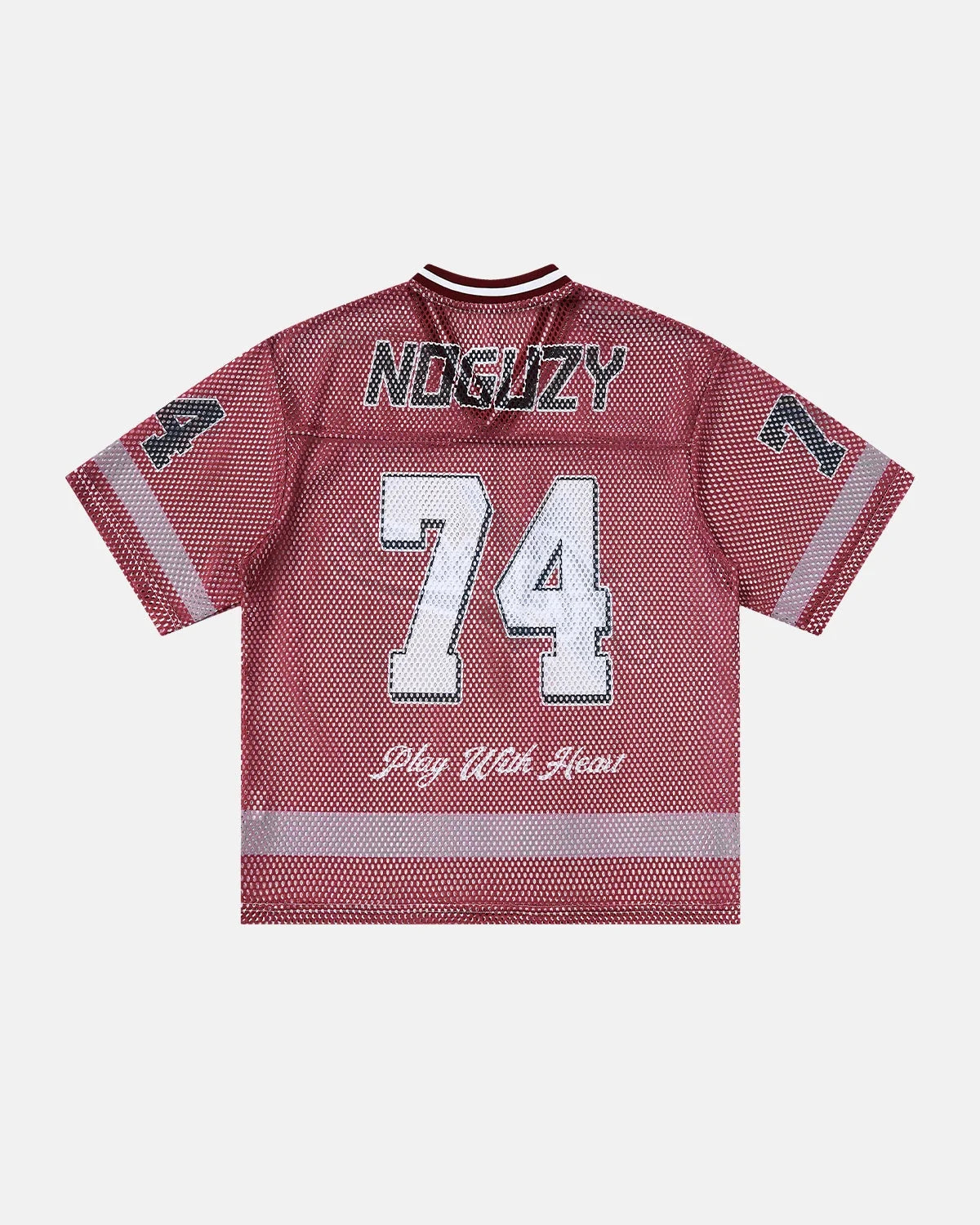 Omygoods V-Neck Graphic Mesh Jersey