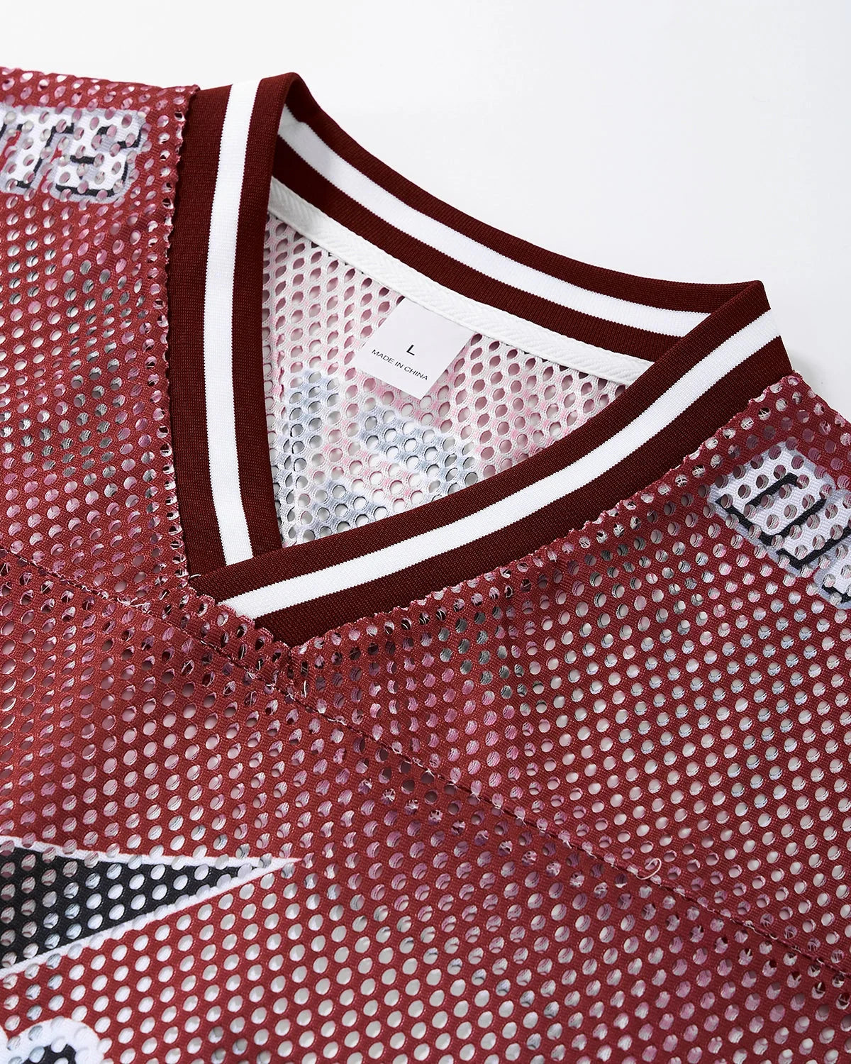 Omygoods V-Neck Graphic Mesh Jersey