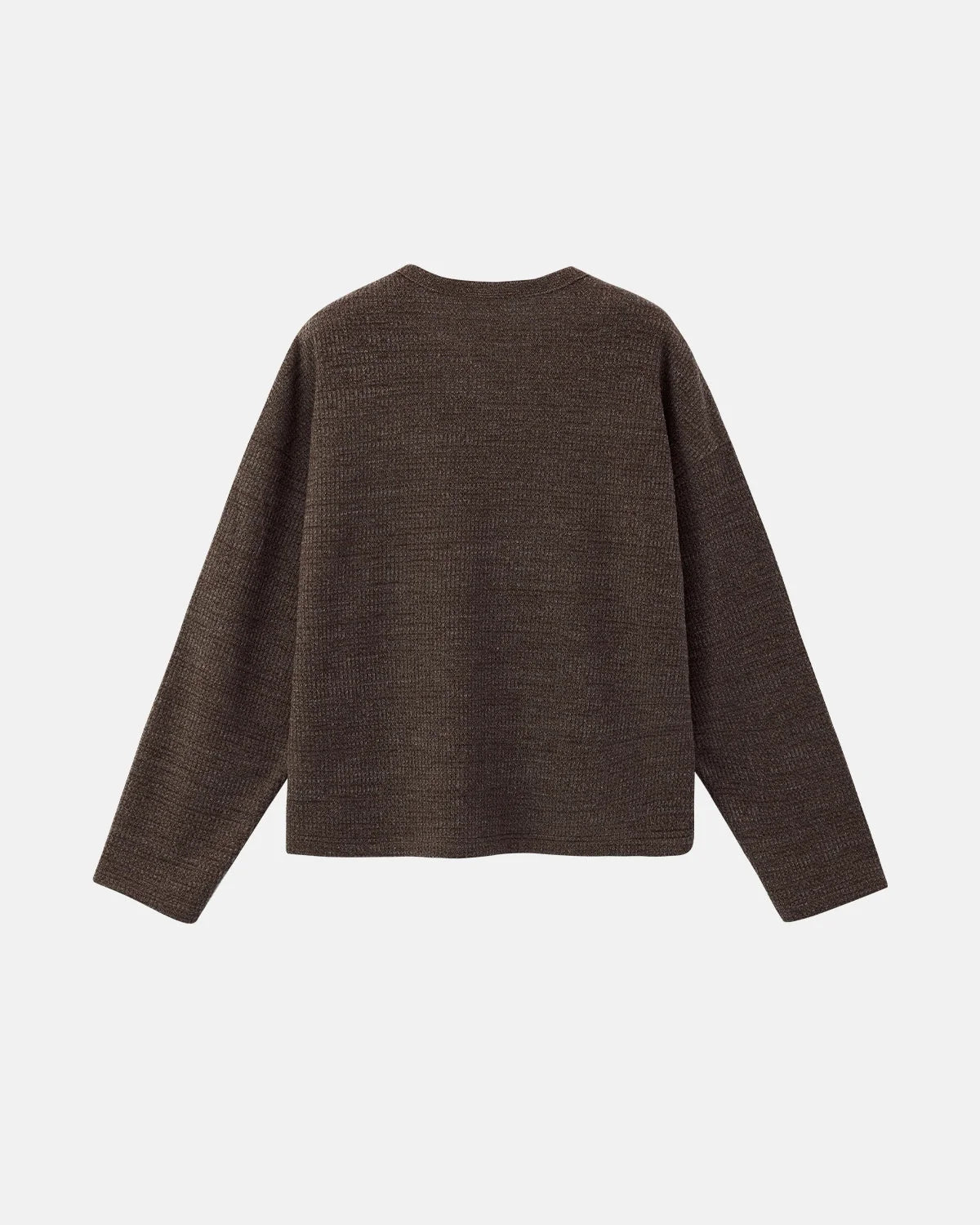 Omygoods V-Neck Long Sleeve Waffle Tee