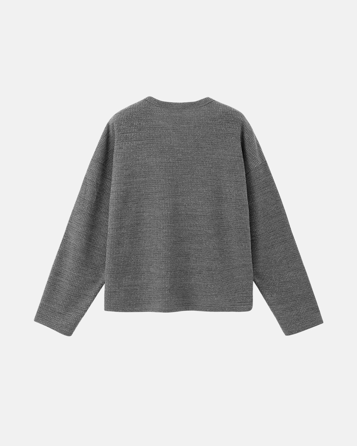 Omygoods V-Neck Long Sleeve Waffle Tee