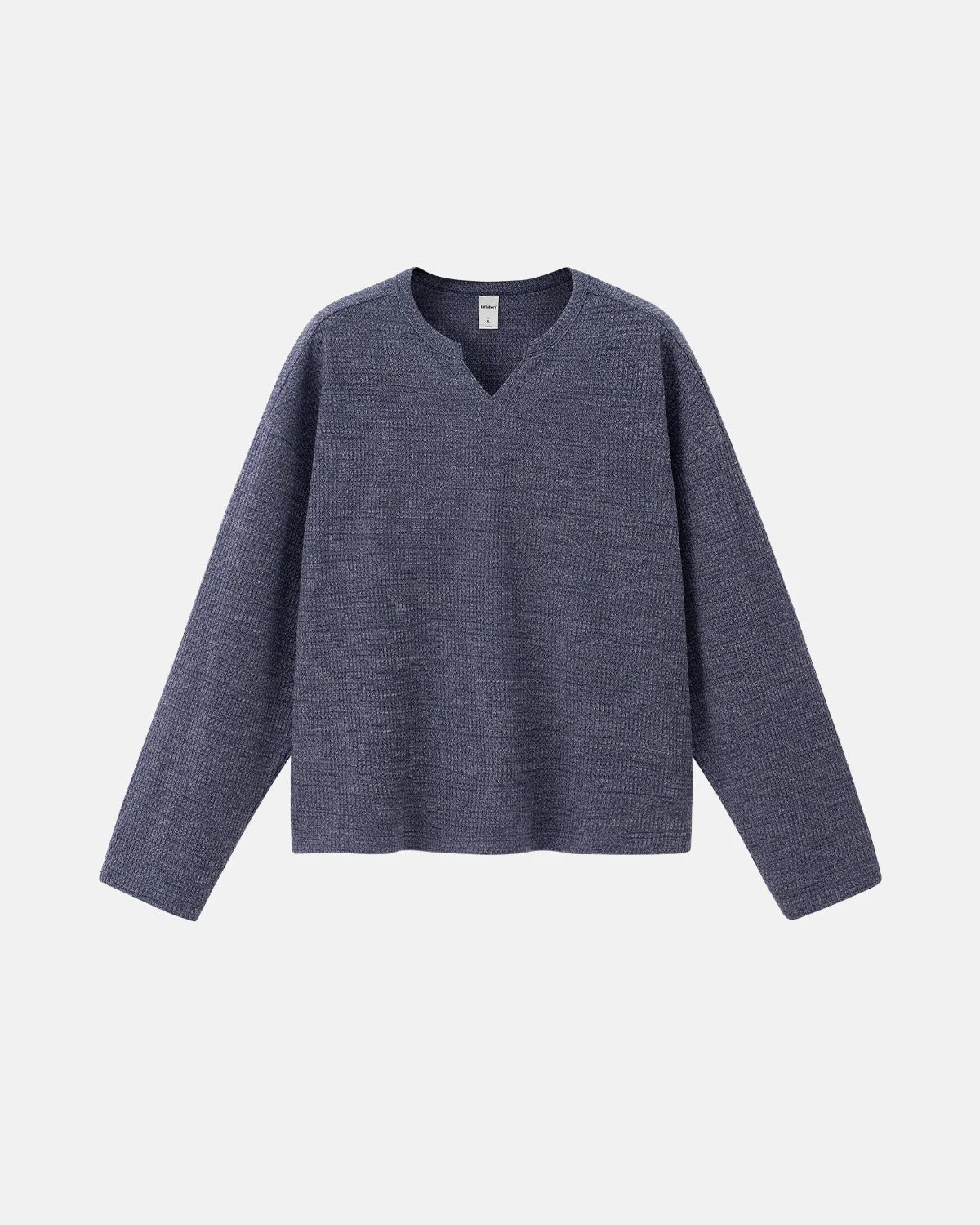 Omygoods V-Neck Long Sleeve Waffle Tee