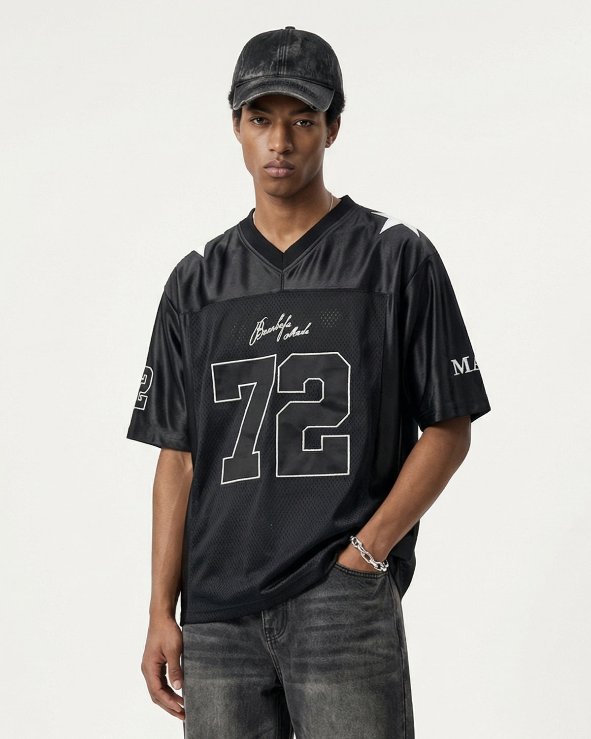 Omygoods Vintage 72 Mesh Football Jersey