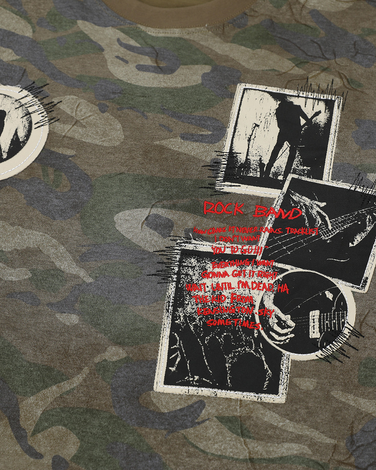 Omygoods Vintage Camo Patch Graphic T-Shirt