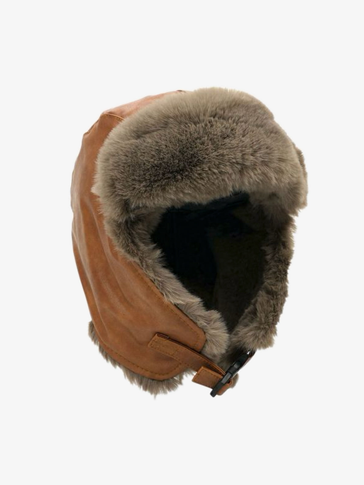Omygoods Vintage Distressed Leather Plush Trapper Hat