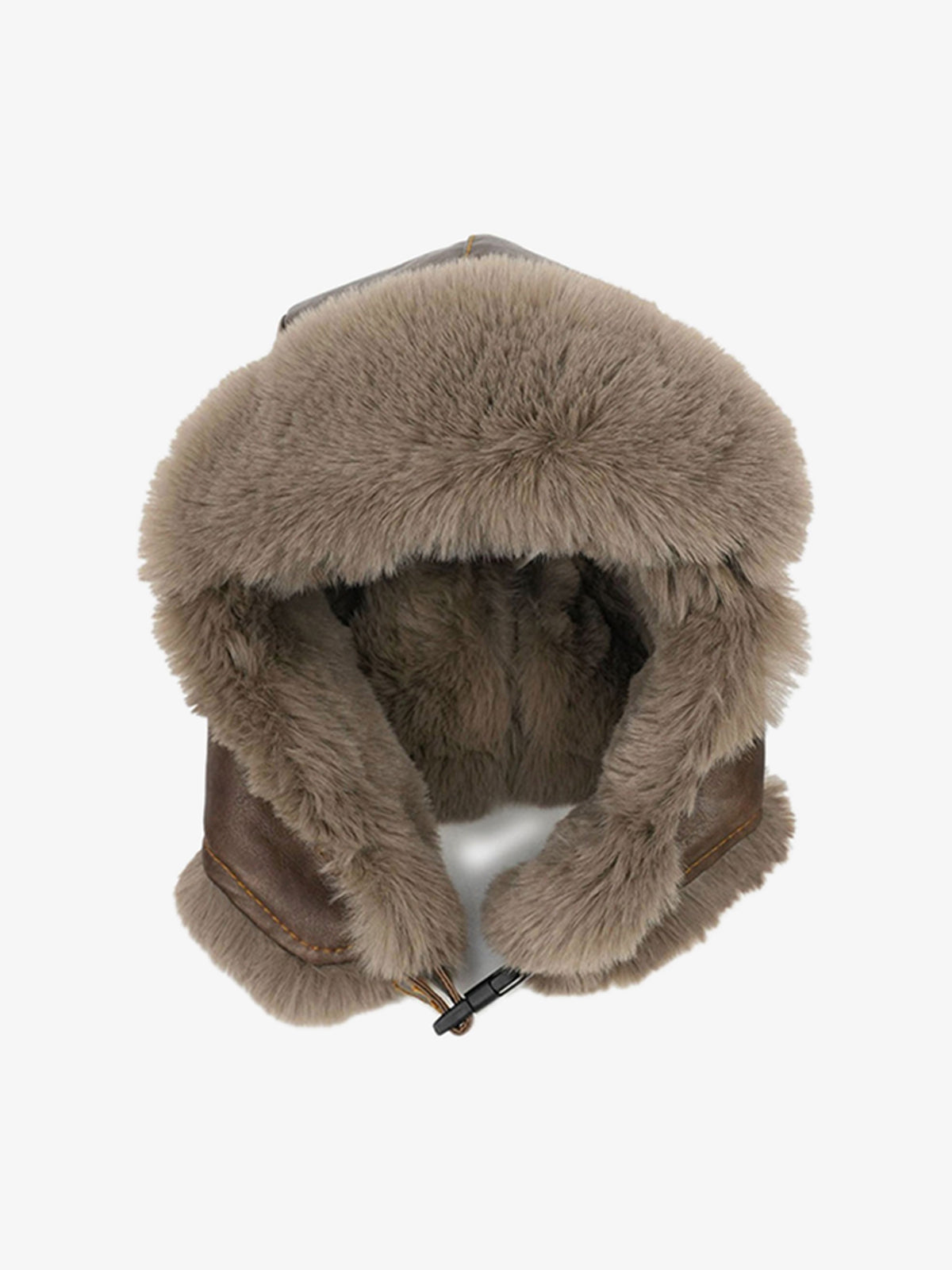 Omygoods Vintage Distressed Leather Plush Trapper Hat