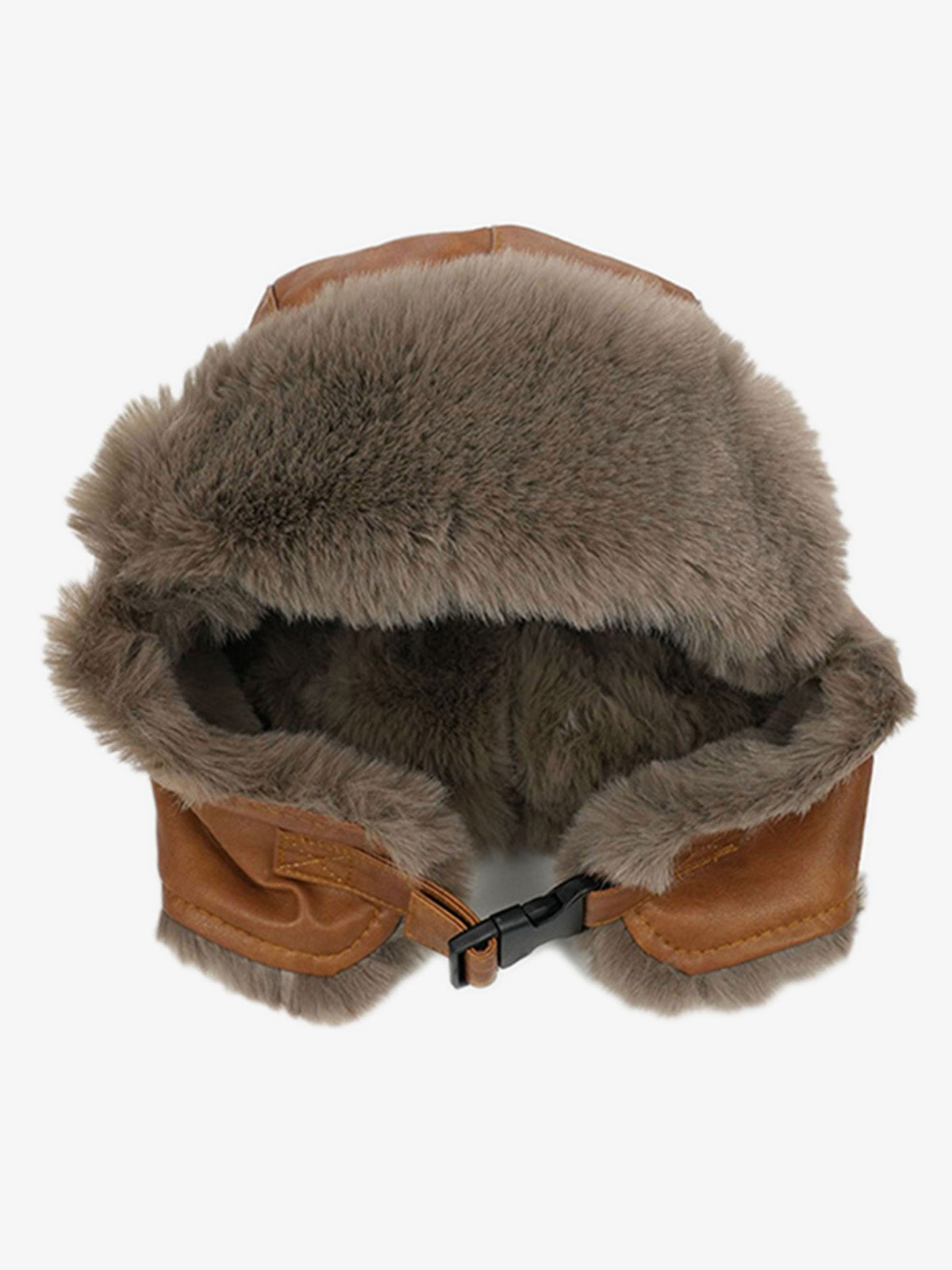 Omygoods Vintage Distressed Leather Plush Trapper Hat