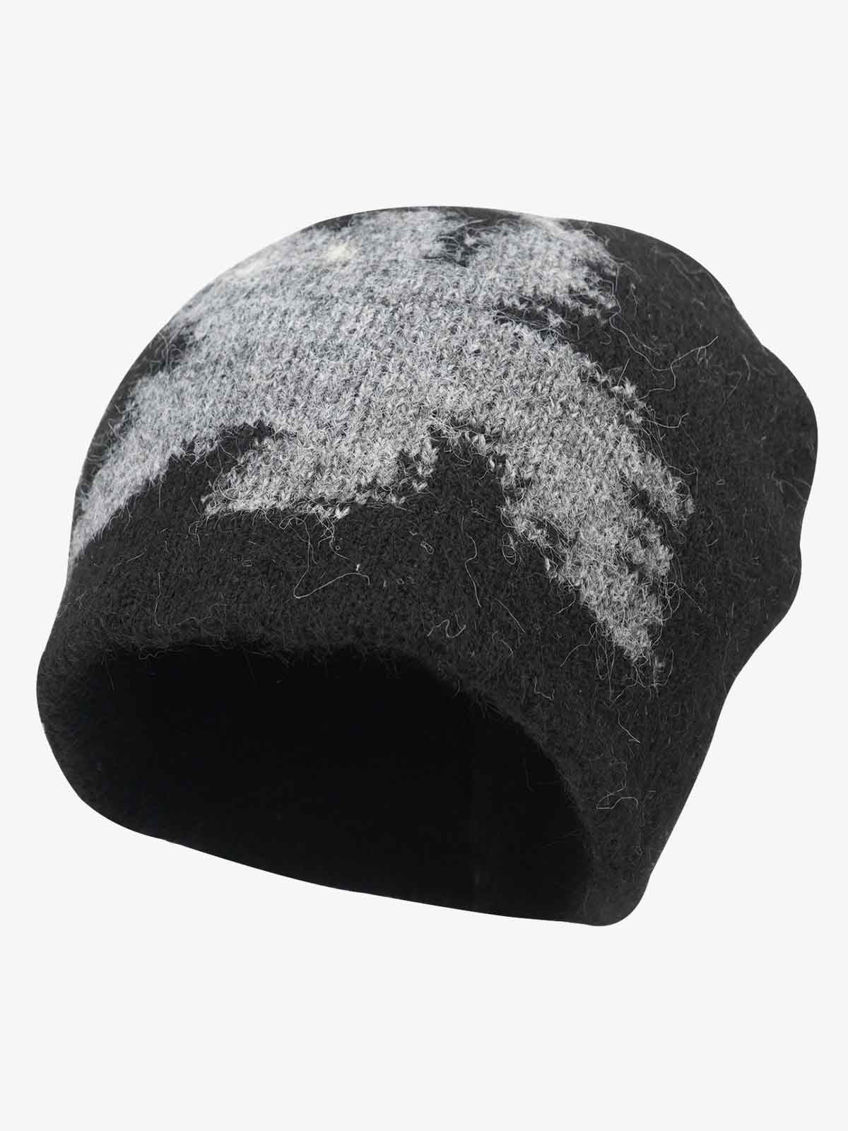Omygoods Vintage Fuzzy Cat Pattern Knit Beanie Hat