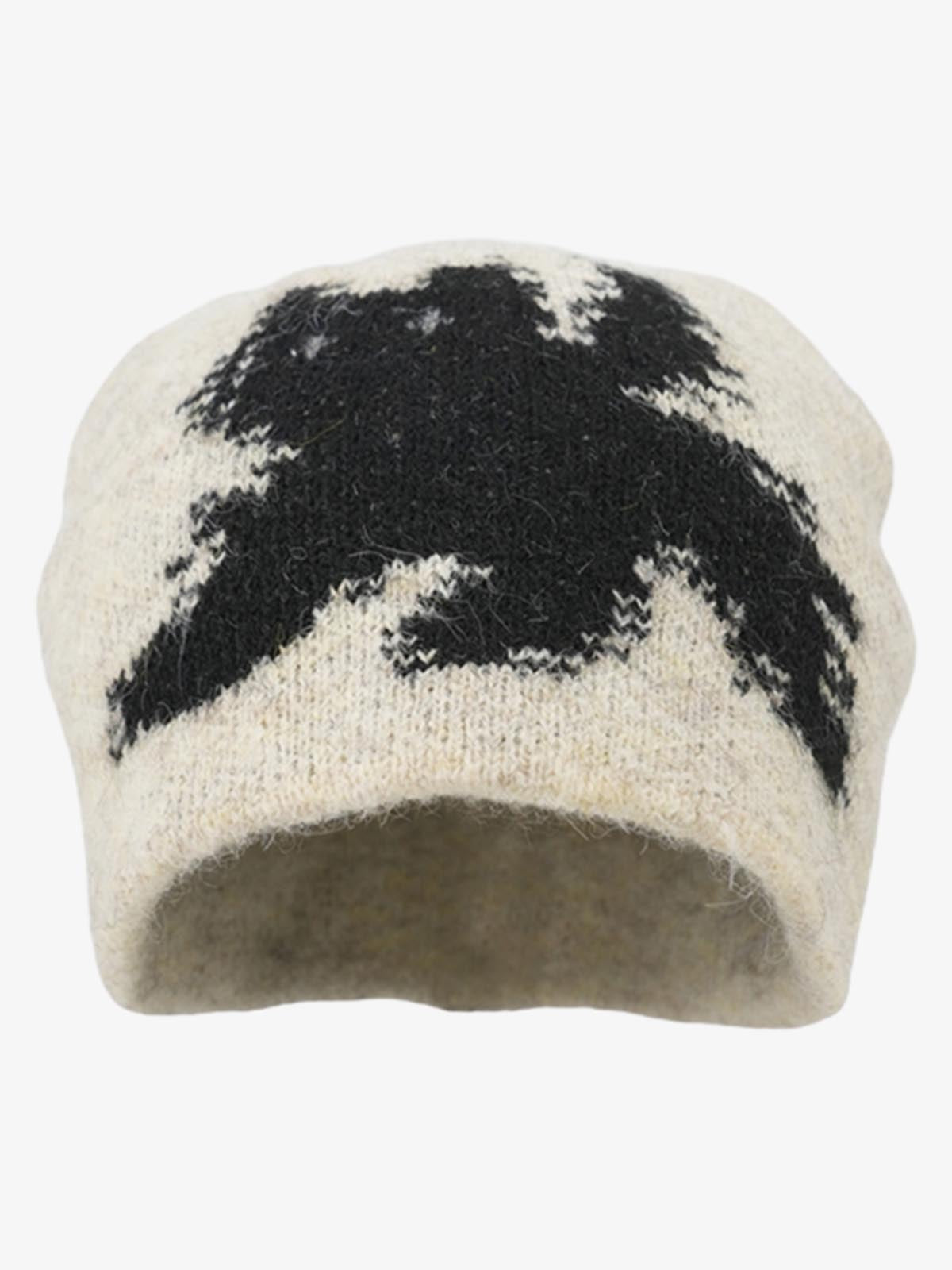 Omygoods Vintage Fuzzy Cat Pattern Knit Beanie Hat