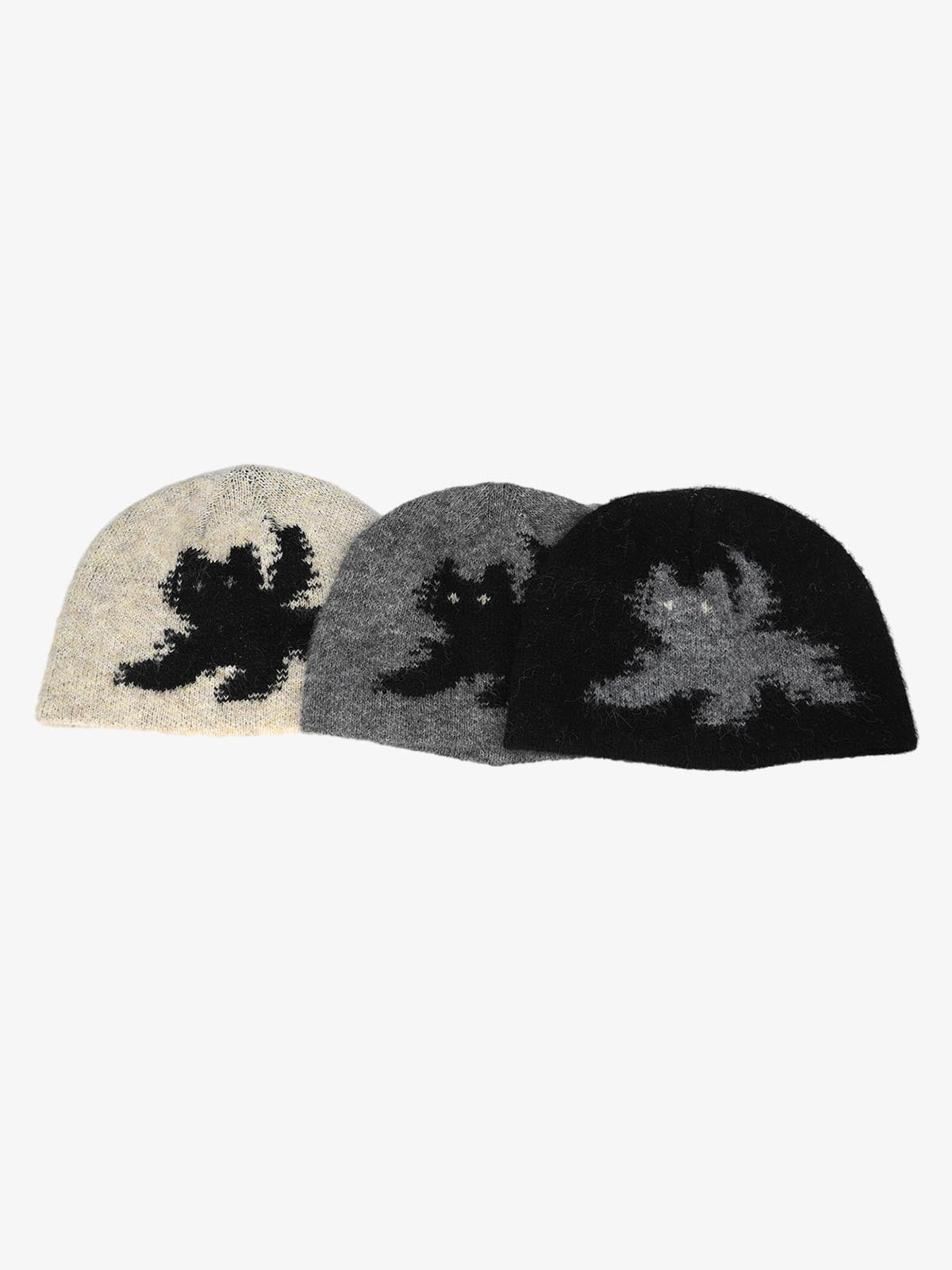 Omygoods Vintage Fuzzy Cat Pattern Knit Beanie Hat
