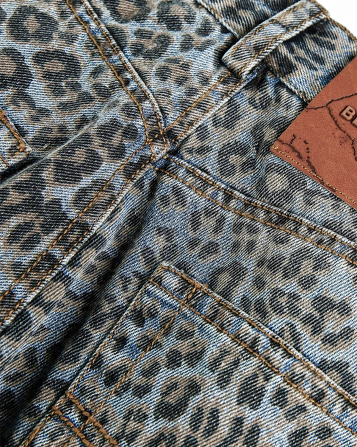 Omygoods Vintage Leopard Print Barrel Jeans