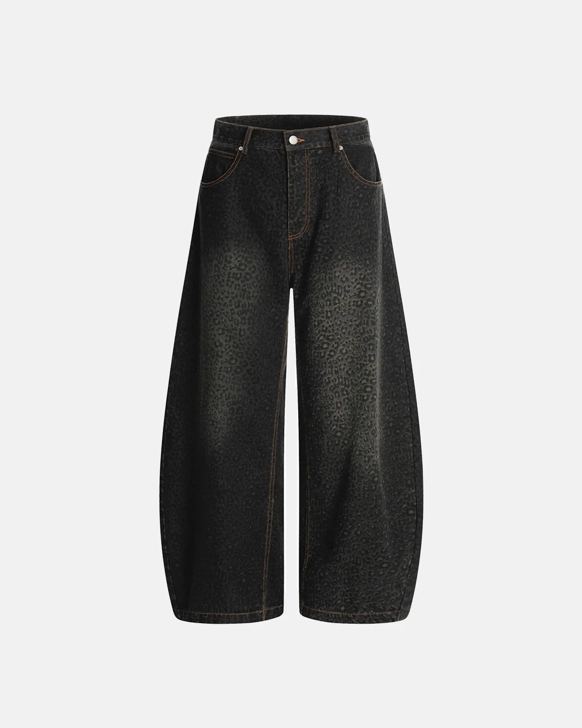 Omygoods Vintage Leopard Print Barrel Jeans