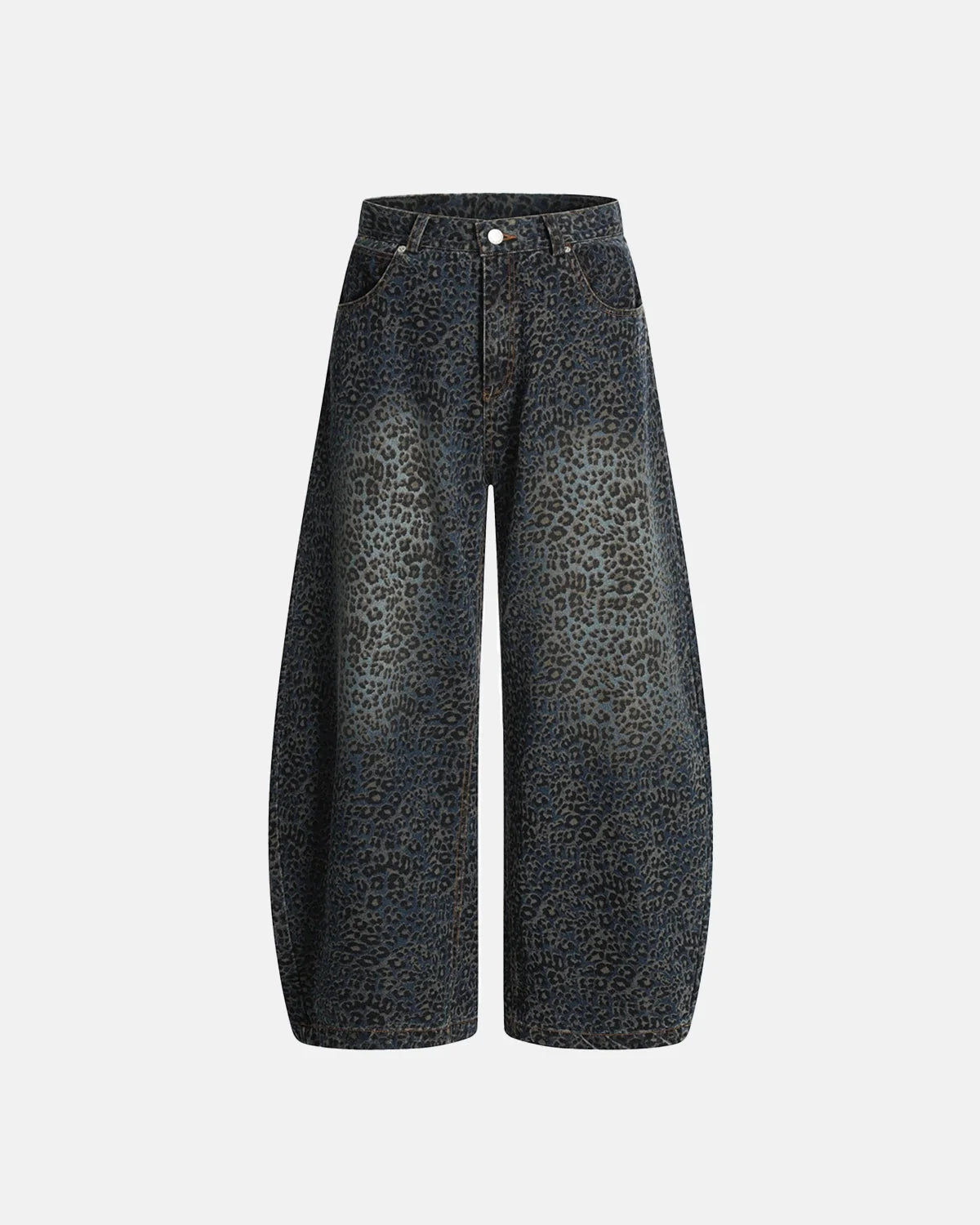 Omygoods Vintage Leopard Print Barrel Jeans