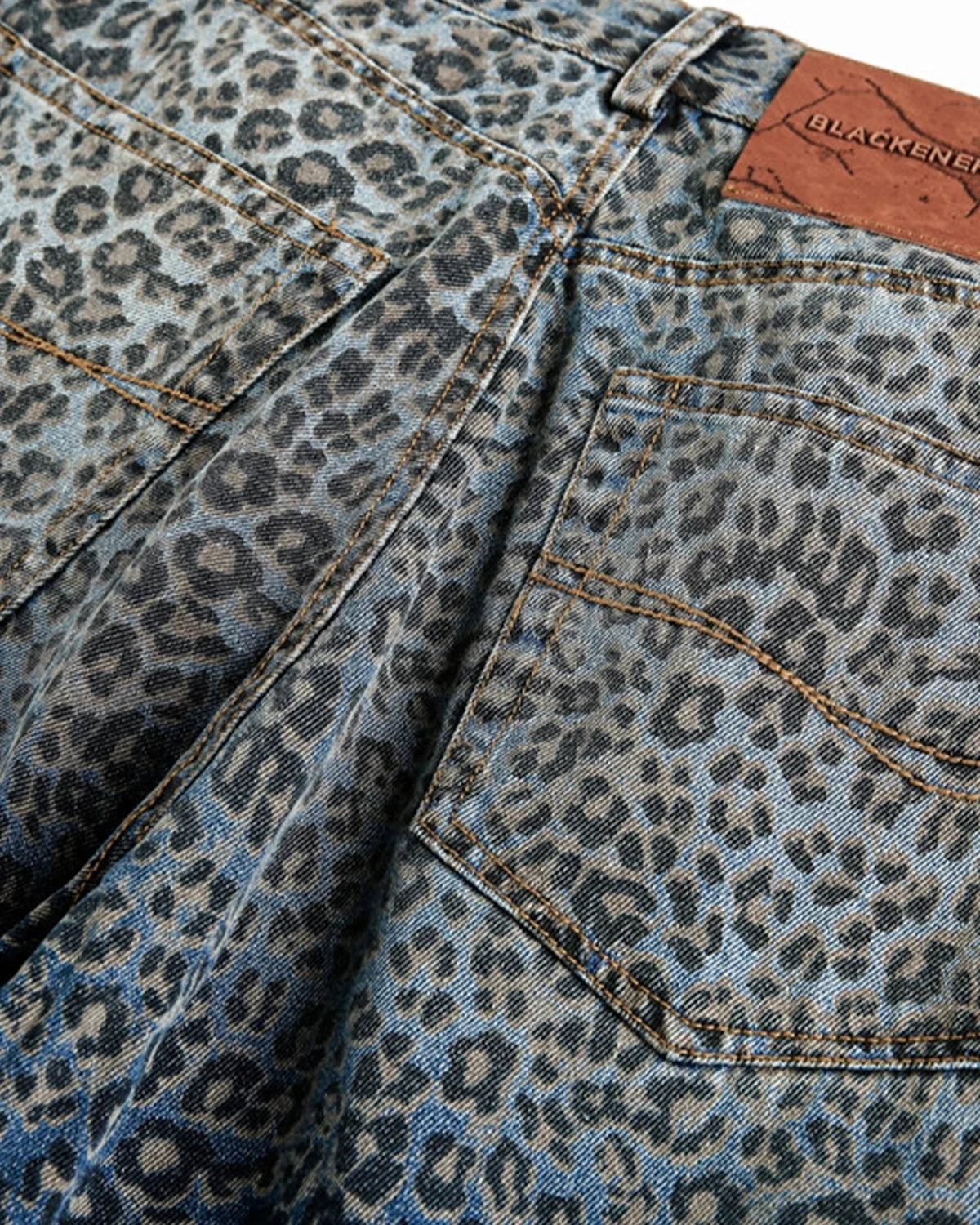 Omygoods Vintage Leopard Print Barrel Jeans