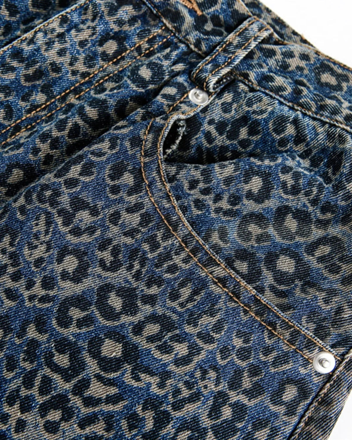 Omygoods Vintage Leopard Print Barrel Jeans