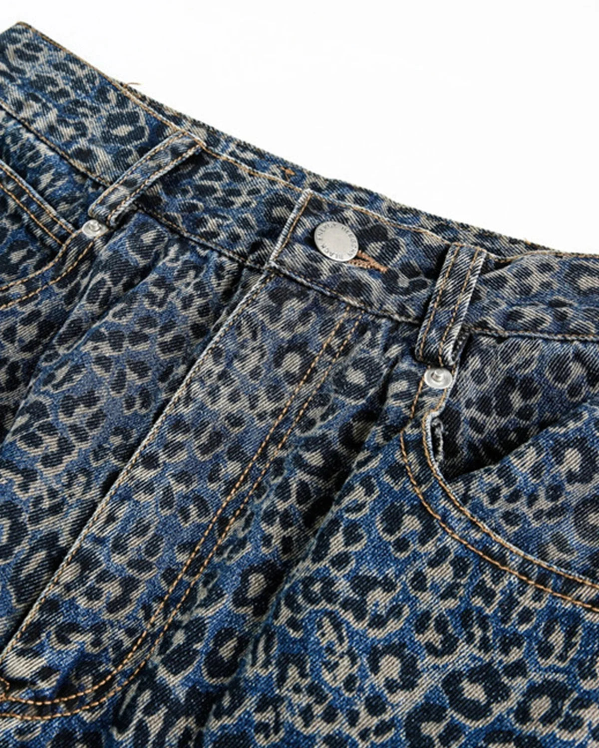 Omygoods Vintage Leopard Print Barrel Jeans