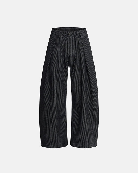 Omygoods Vintage Pinstripe Pleated Barrel Jeans