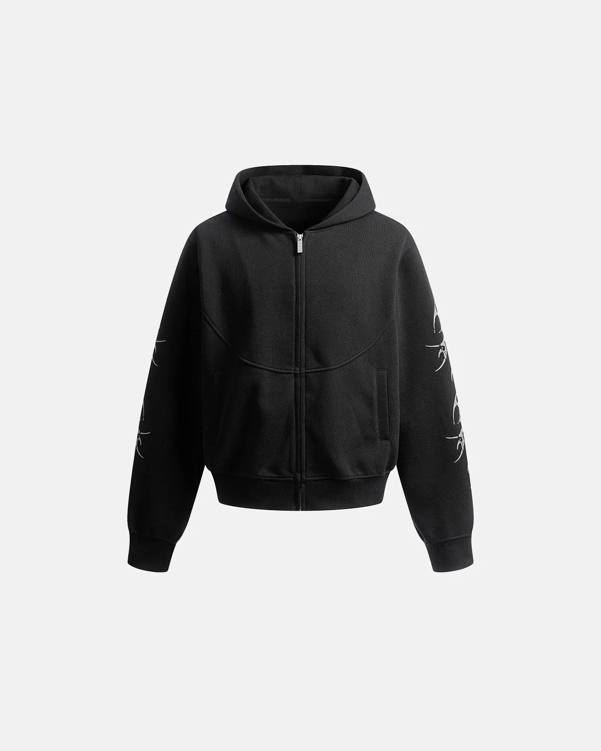 Omygoods Graphic Boxy Zip Up Hoodie