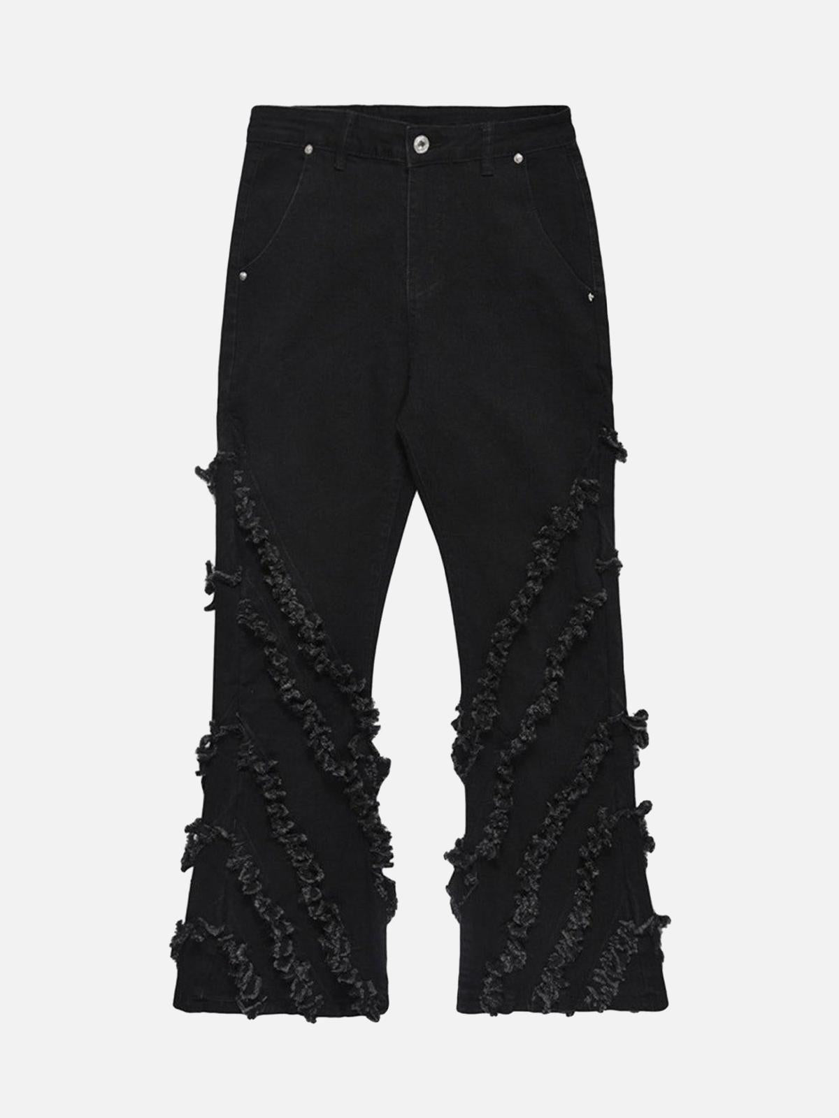 Omygoods Vintage Rough Edge Flared Jeans