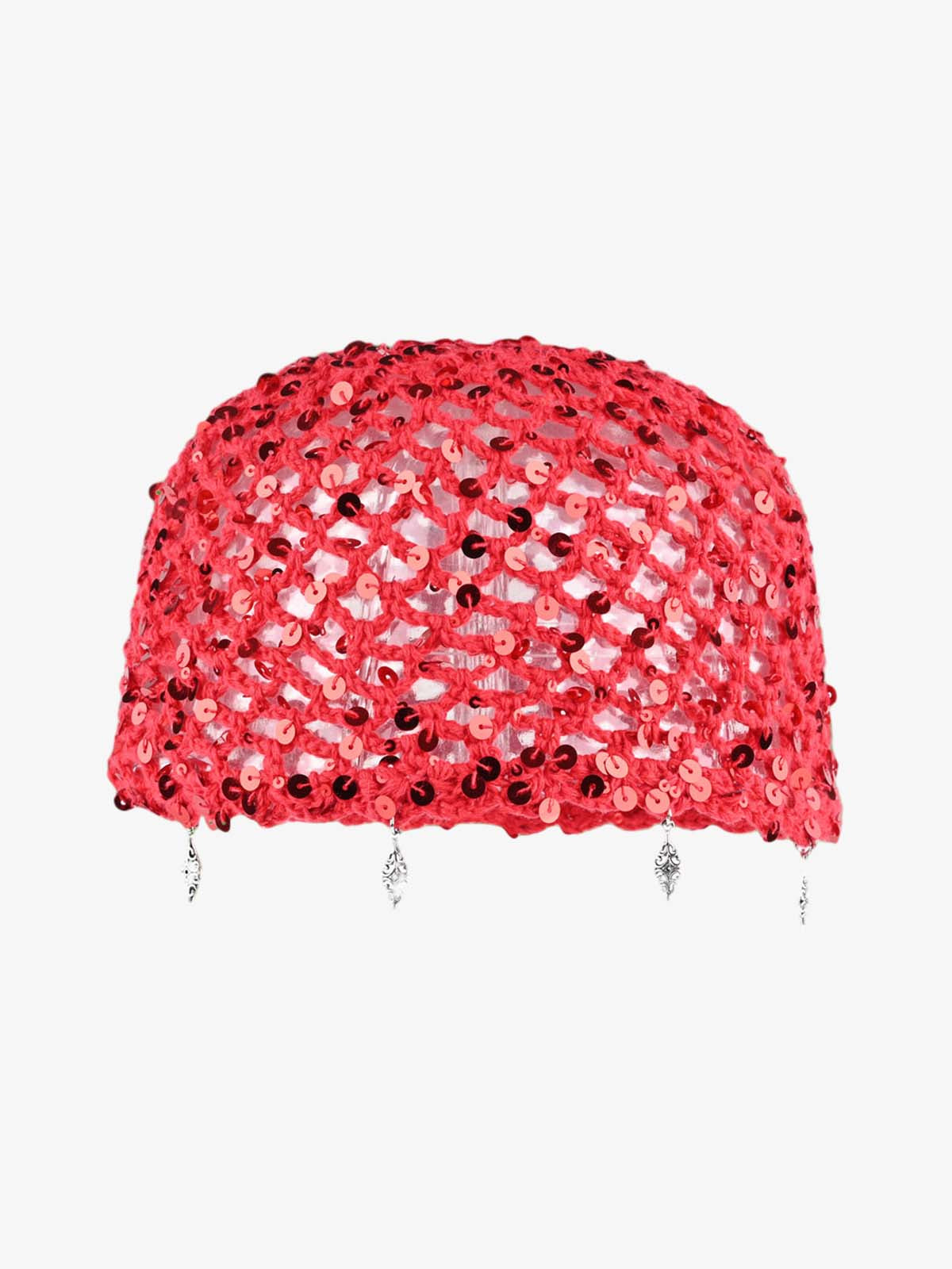 Omygoods Vintage Sequin Mesh Beaded Fringe Cap