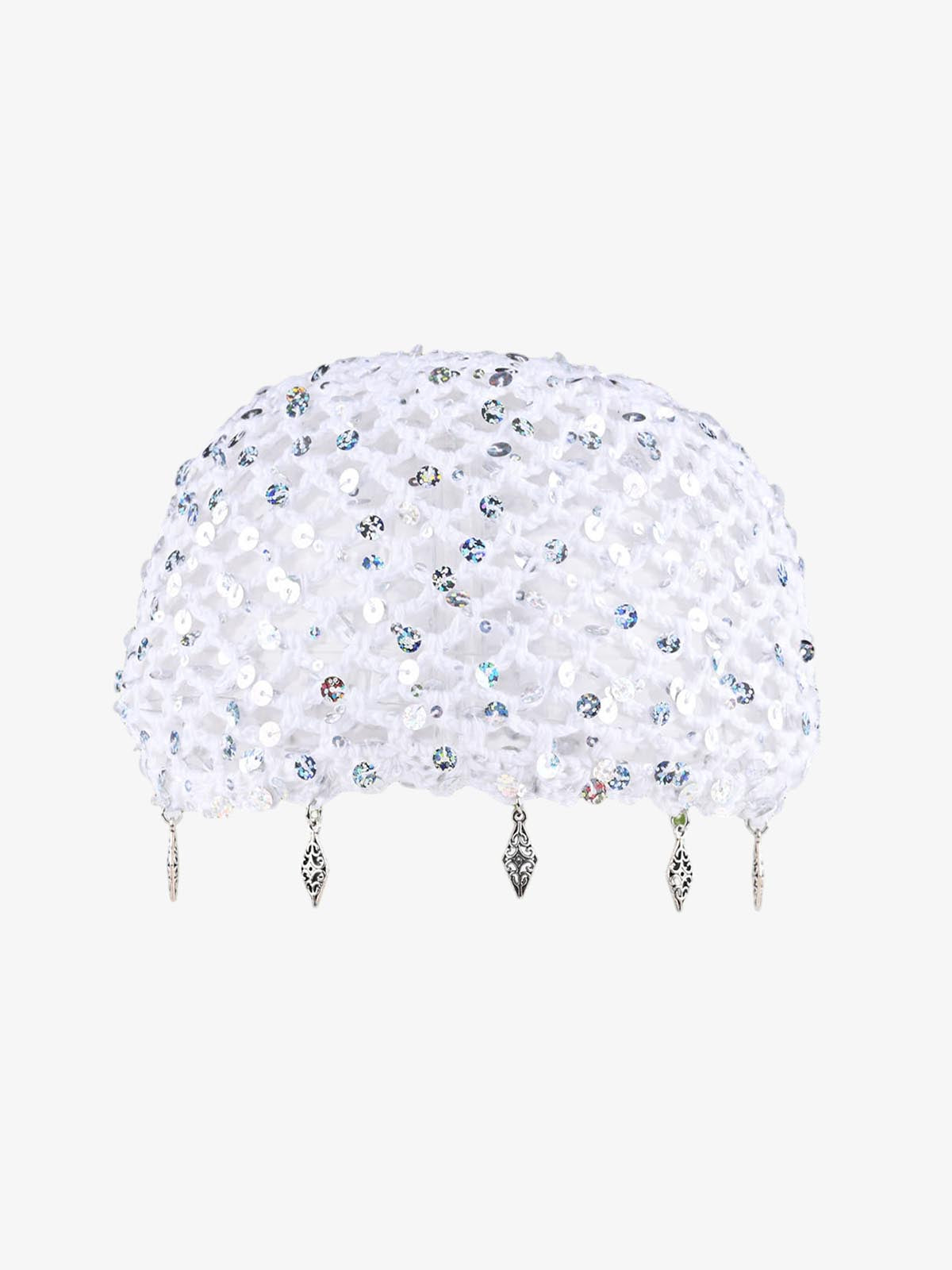 Omygoods Vintage Sequin Mesh Beaded Fringe Cap