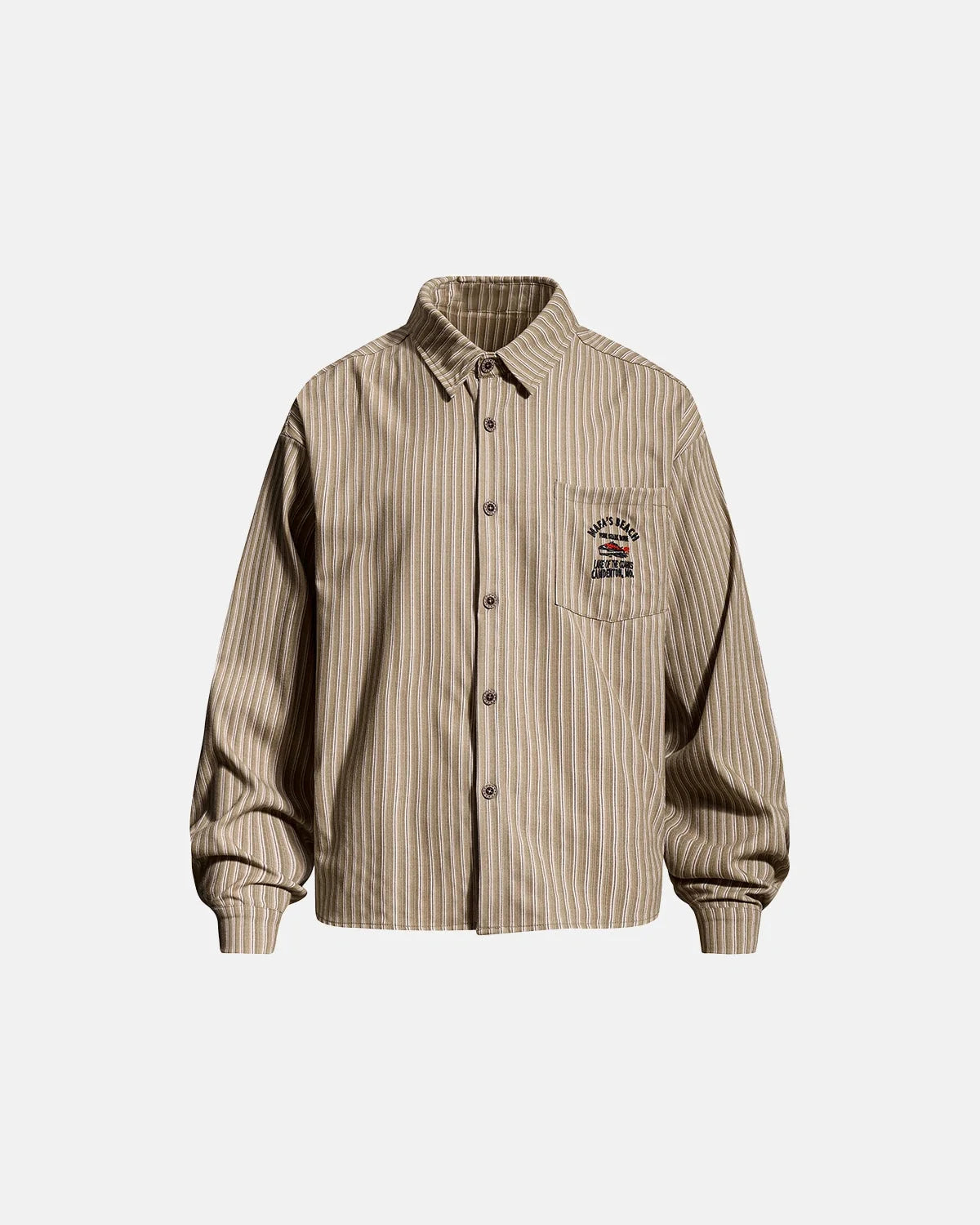 Omygoods Vintage Striped Embroidered Shirt