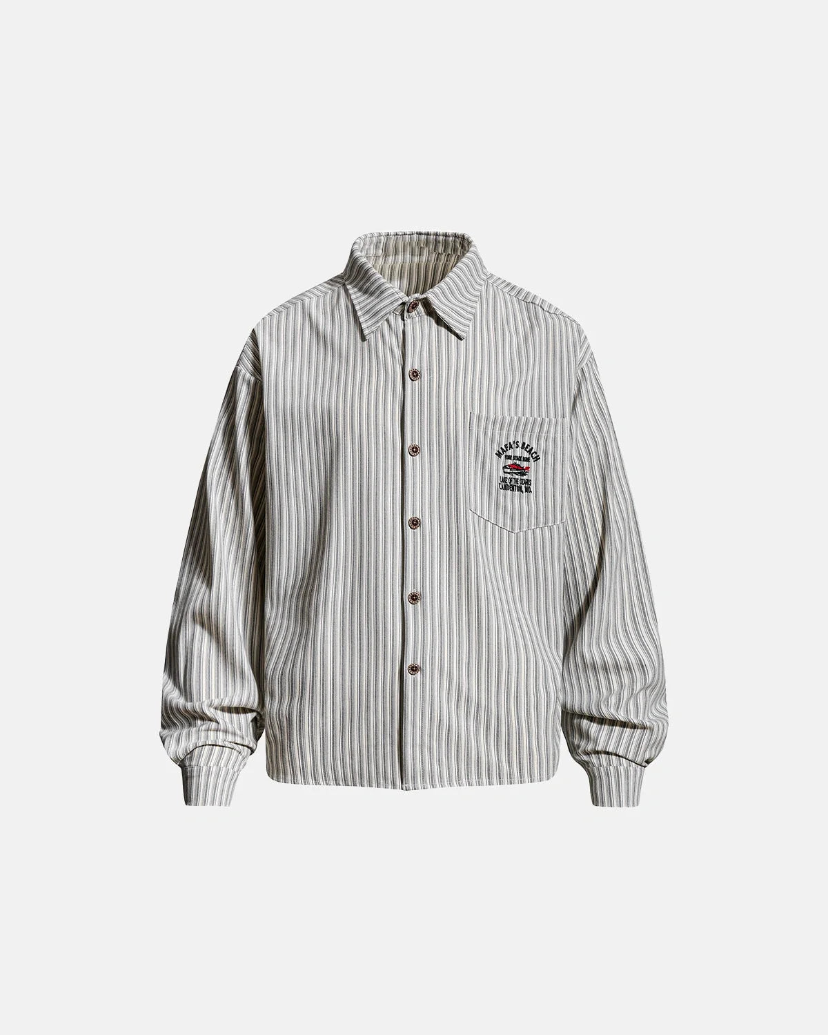 Omygoods Vintage Striped Embroidered Shirt
