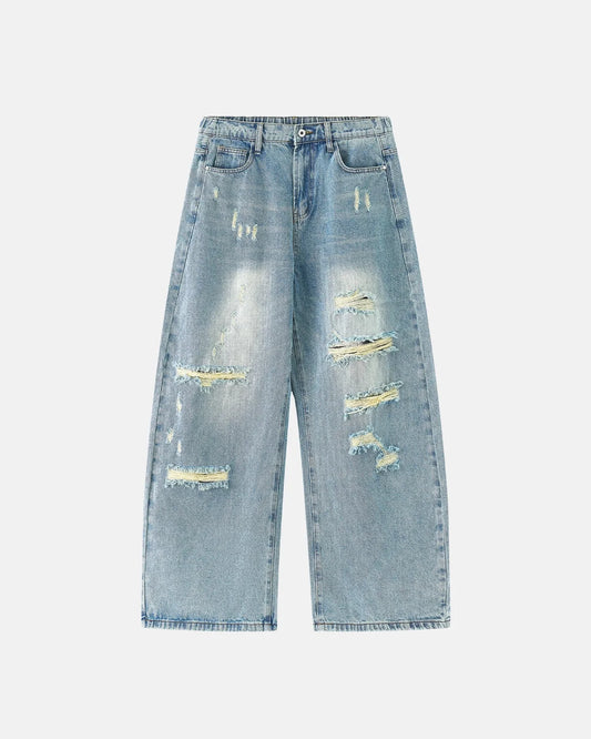 Omygoods Vintage Wash Distressed Baggy Jeans