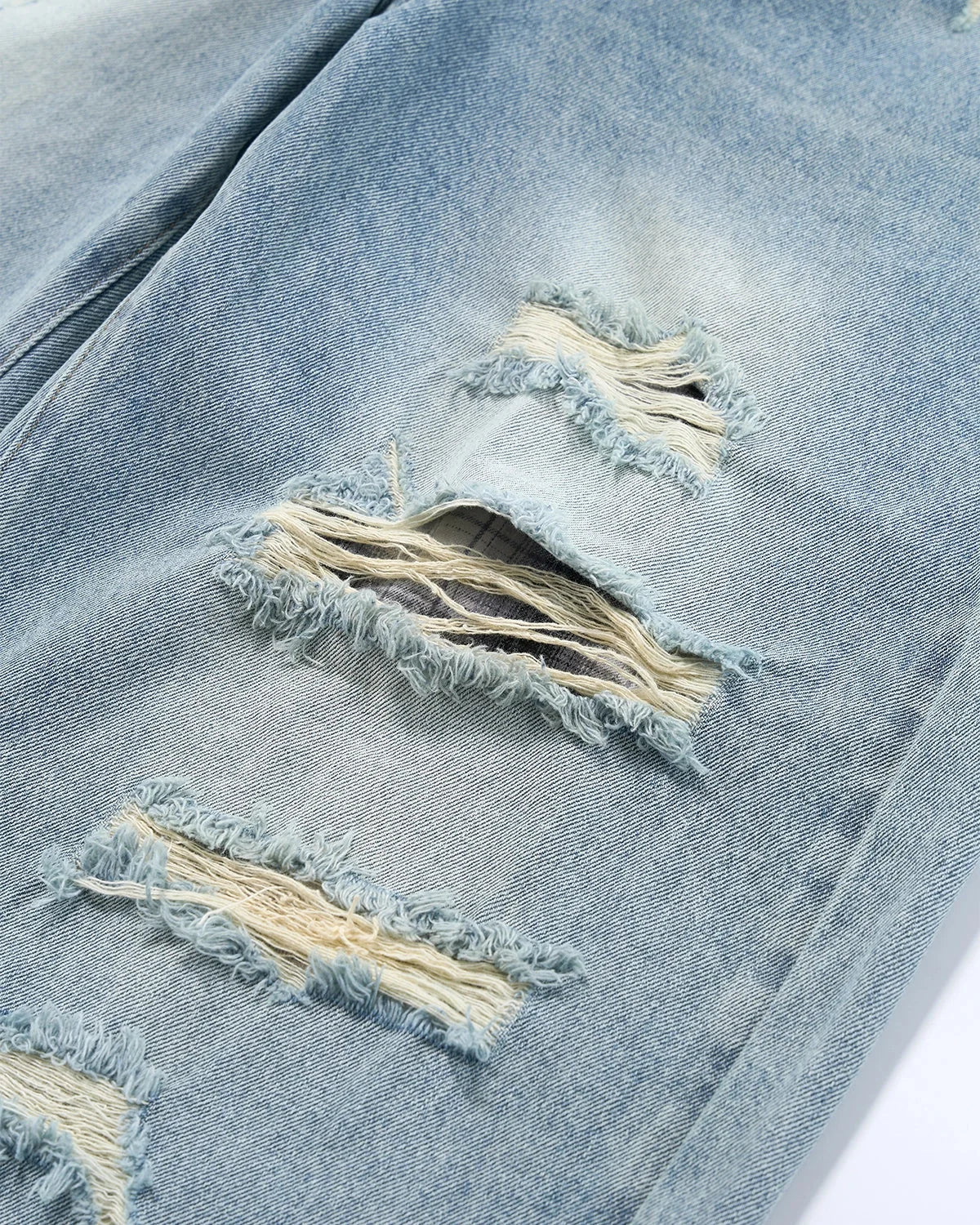 Omygoods Vintage Wash Distressed Baggy Jeans