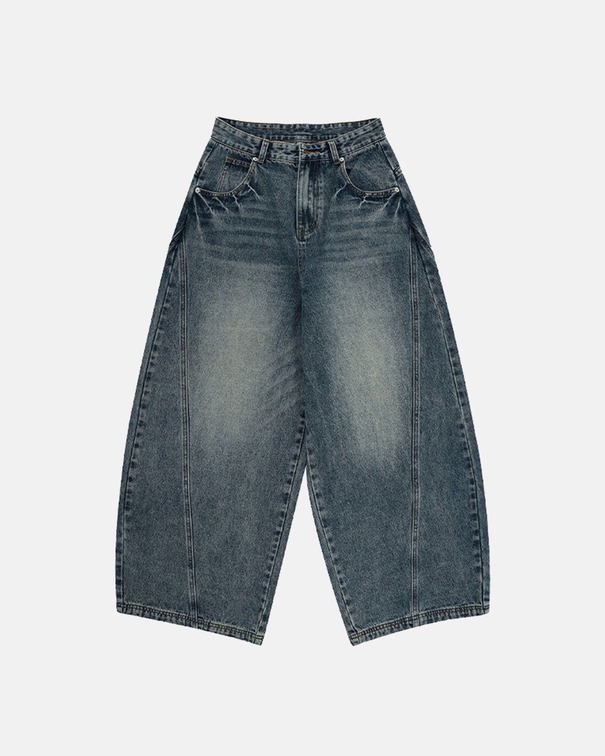 Omygoods Vintage Washed Barrel Jeans