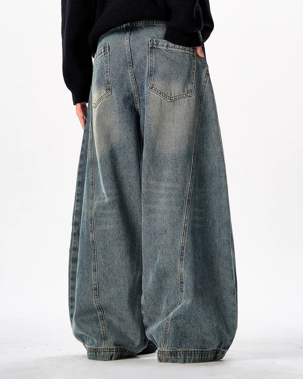Omygoods Vintage Washed Barrel Jeans