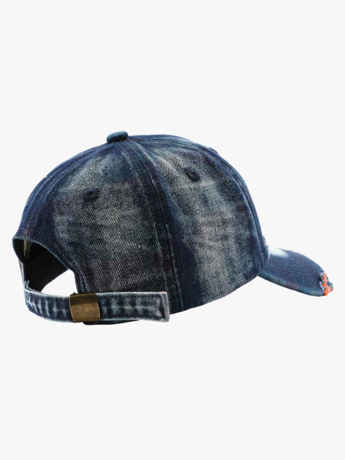 Omygoods Vintage Washed Distressed Denim Baseball Cap