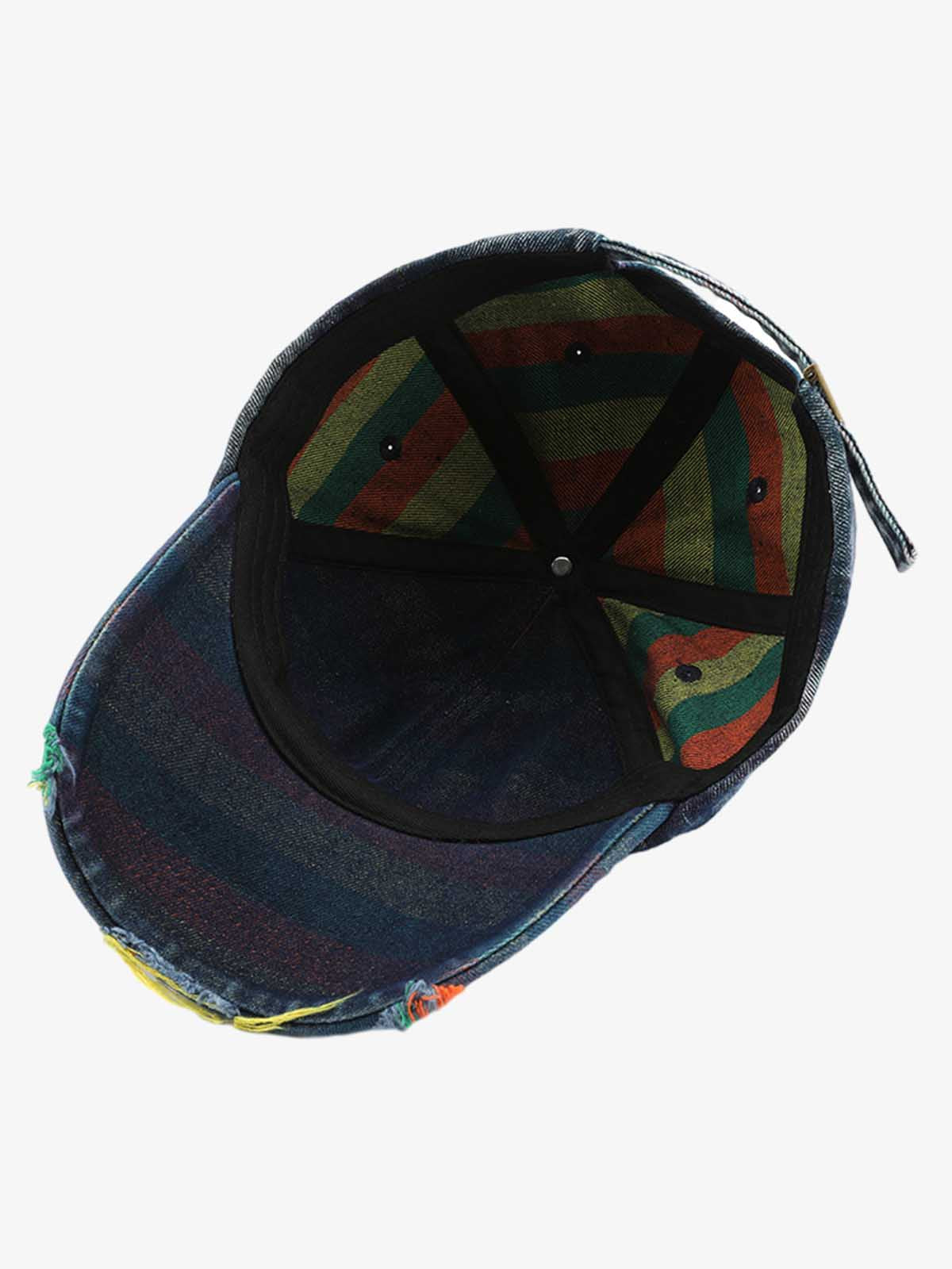 Omygoods Vintage Washed Distressed Denim Baseball Cap