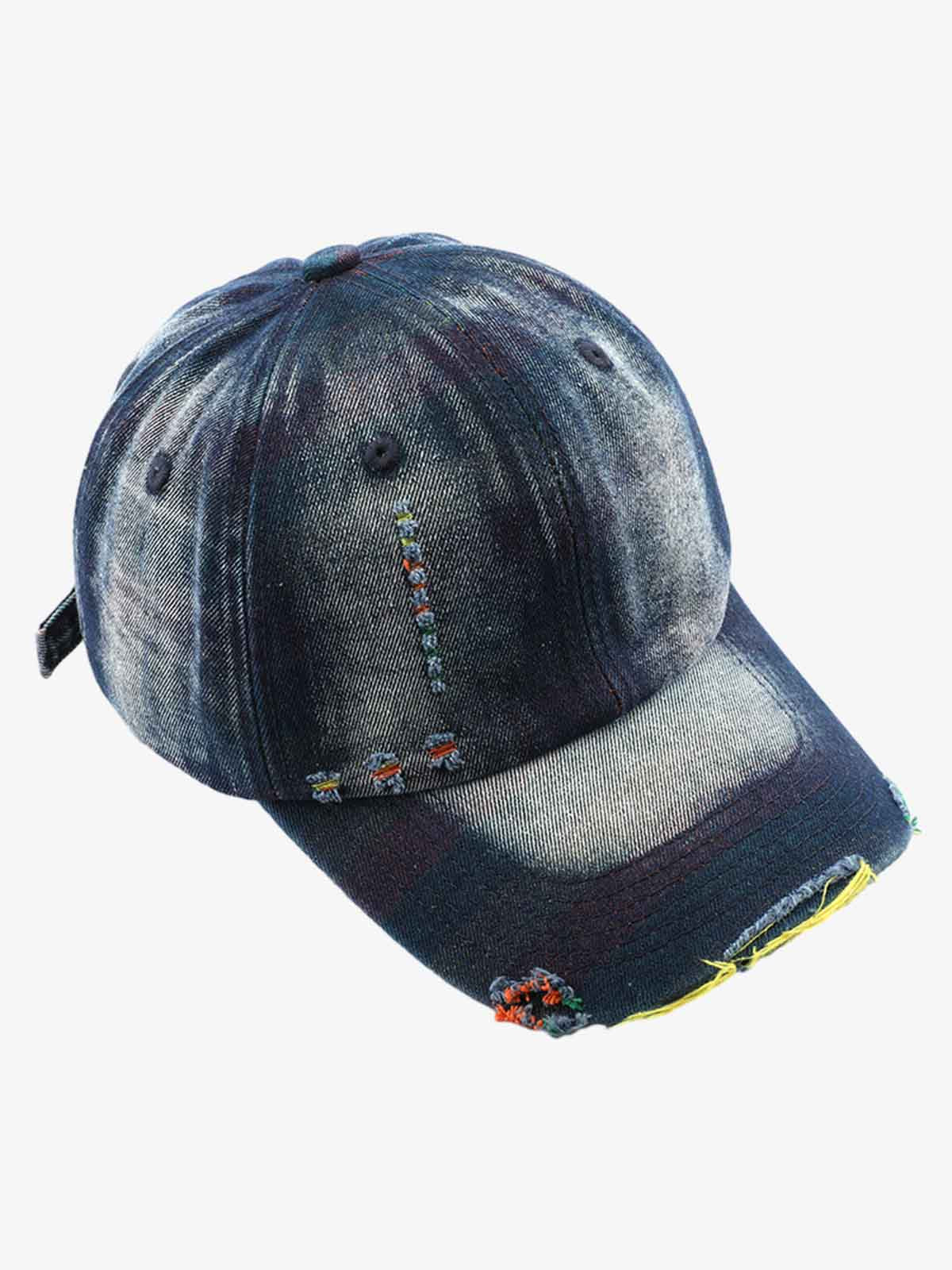 Omygoods Vintage Washed Distressed Denim Baseball Cap
