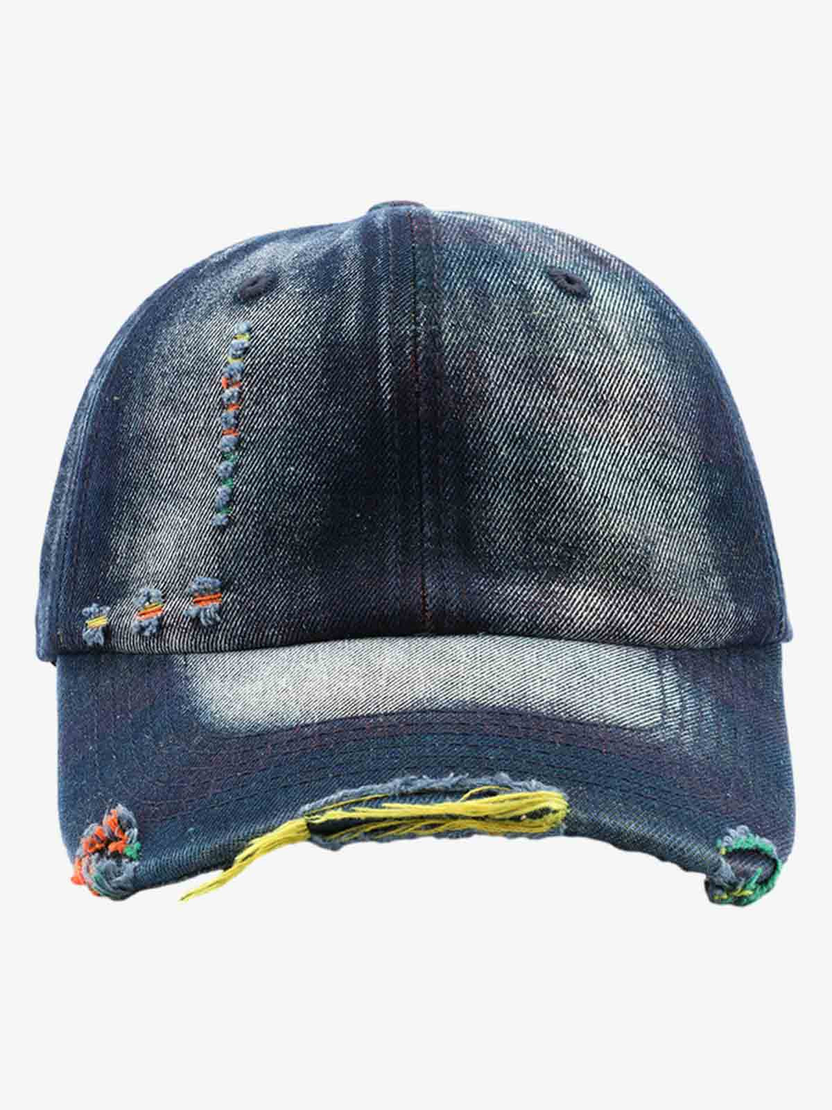 Omygoods Vintage Washed Distressed Denim Baseball Cap